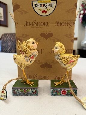 Jim Shore Yellow Decorative Chick Figurine Pair